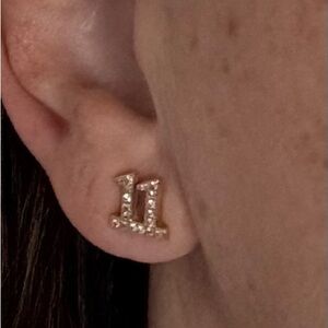 Original larger size Logan Hollowell 14K Gold Diamond 11: 11 Earrings,